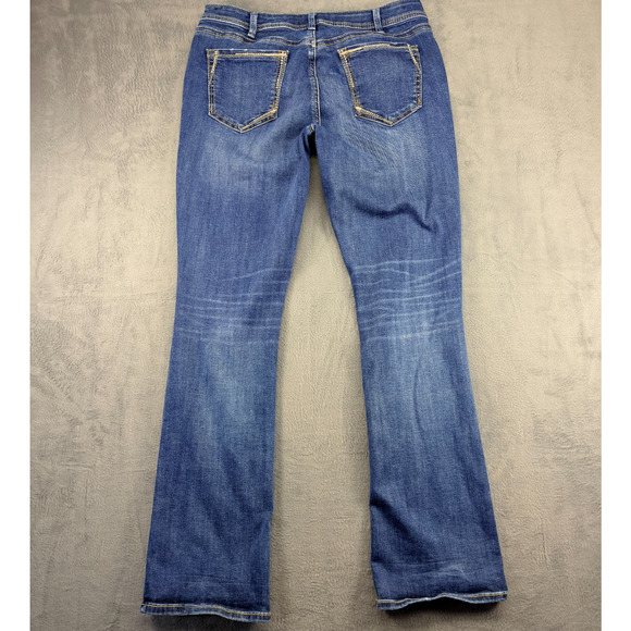 Silver Jeans Co. Boot Cut Jeans Women's 32x33 Blue Elyse Slim Boot Distressed - Picture 2 of 10